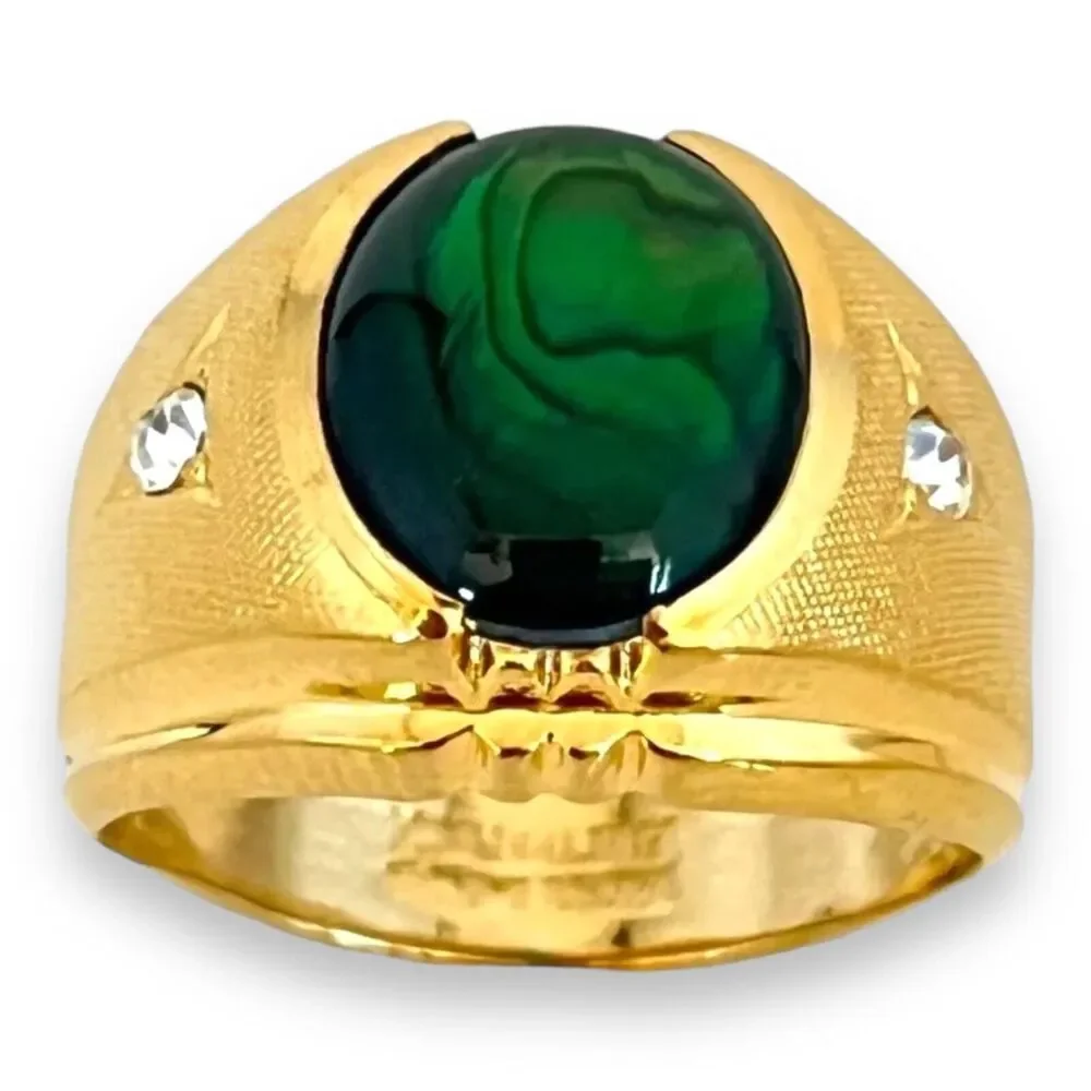 Vintage 1960s Clark & Coombs Abalone Ring Size 7 14KT Gold Plate - 14O